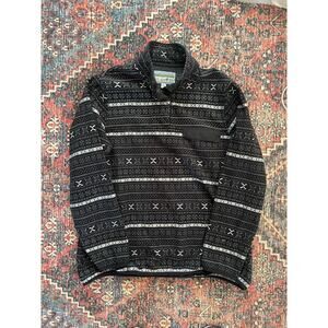 Jachs Womens Jacket Sweatshirt XL Black Geometric Pullover Four Snaps Polyester